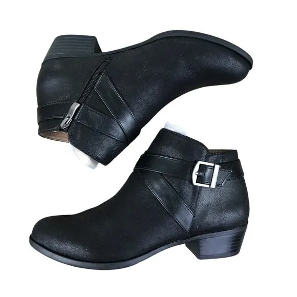LIFESTRIDE Ally Ankle Boots Women 7.5M Black Retro Goth Grunge Whimsygoth NWB