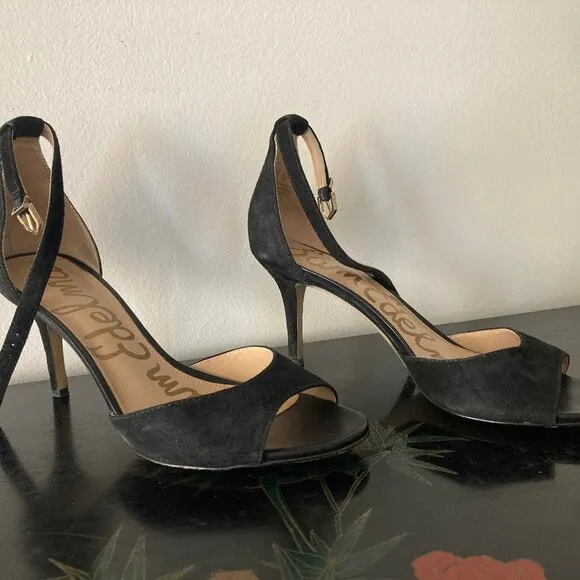 LIKE NEW! Black Porchia Sam Edelman Suede High Heel Shoes -  7M
