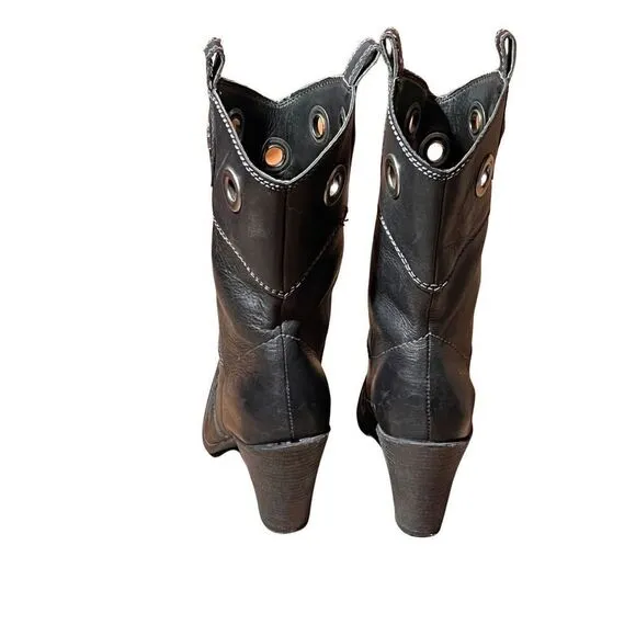 Like New Harley Davidson Black Leather Pointed Toe 3” Heel Women’s Boots 8.5