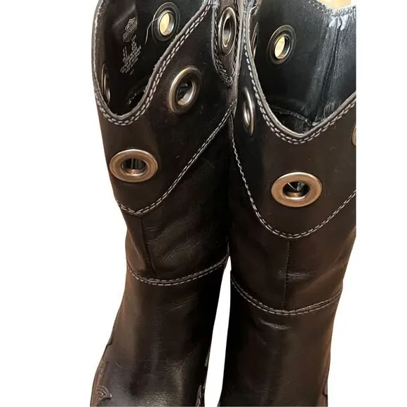 Like New Harley Davidson Black Leather Pointed Toe 3” Heel Women’s Boots 8.5