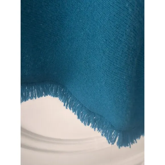 Lilly Pulitzer Cashmere  Fringed Wrap One Size Button Poncho Womens Turquoise