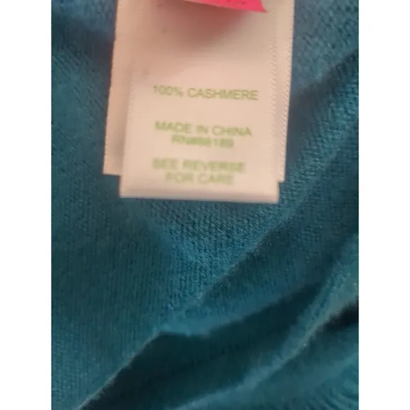 Lilly Pulitzer Cashmere  Fringed Wrap One Size Button Poncho Womens Turquoise