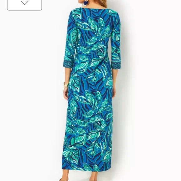 Lilly Pulitzer ChillyLilly Seralina Indigo Breeze Maxi Dress Size XXS UPF 50 NWT