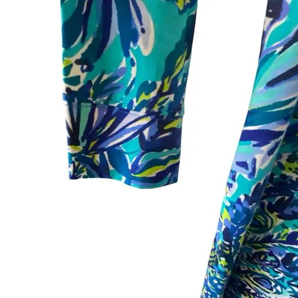 Lilly Pulitzer Dress Hollee Bennet Blue Sneak a Peek Mini‎ Green S Keyhole Back
