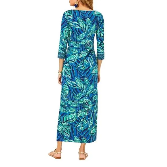 LILLY PULITZER Seralina ChillyLilli UPF 50  Maxi Dress Sz XS Indigo Breeze NWT