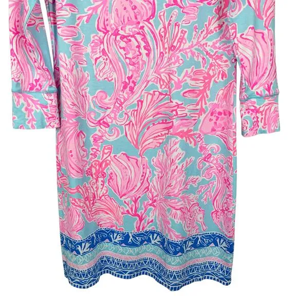 Lilly Pulitzer Sophie Dress Seasalt Blue Pink Shell We Dance Women's S