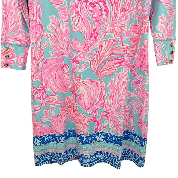 Lilly Pulitzer Sophie Dress Seasalt Blue Pink Shell We Dance Women's S