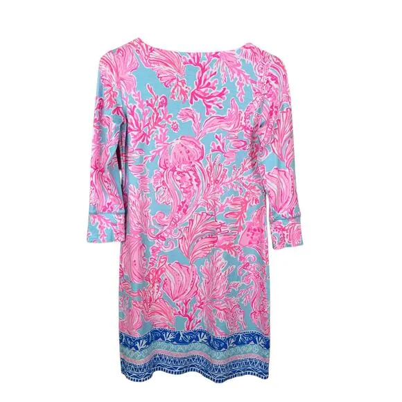 Lilly Pulitzer Sophie Dress Seasalt Blue Pink Shell We Dance Women's S