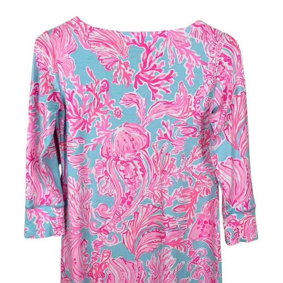 Lilly Pulitzer Sophie Dress Seasalt Blue Pink Shell We Dance Women's S