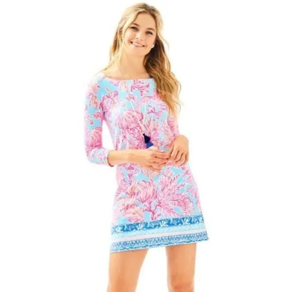 Lilly Pulitzer Sophie Dress Seasalt Blue Pink Shell We Dance Women's S