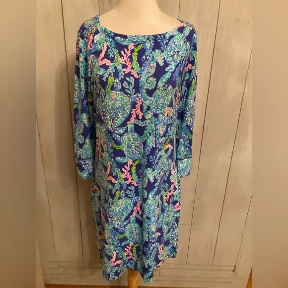 Lilly Pulitzer Sophie Dress Women's Size Med Corsica Blue Green Pink
