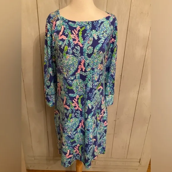 Lilly Pulitzer Sophie Dress Women's Size Med Corsica Blue Green Pink