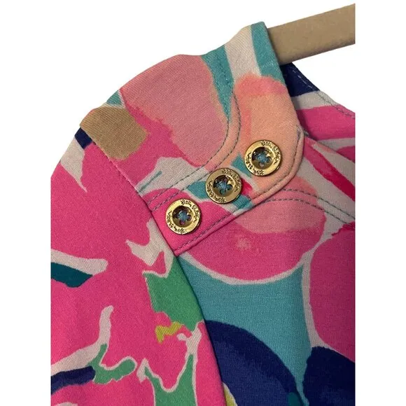 Lilly Pulitzer UPF 50  SOPHIE Dress exotic garden print Women's Size Large Excel