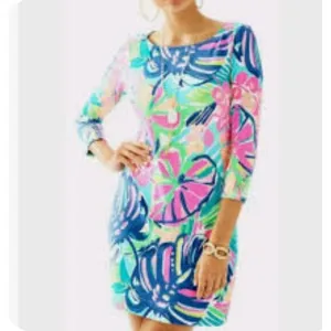 Lilly Pulitzer UPF 50  SOPHIE Dress exotic garden print Women's Size Large Excel