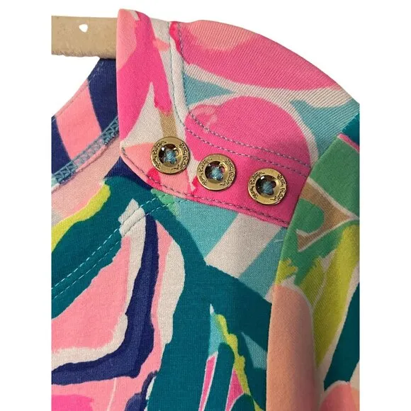 Lilly Pulitzer UPF 50  SOPHIE Dress exotic garden print Women's Size Large Excel