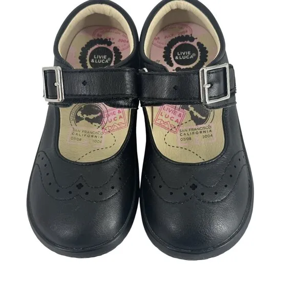 Livie &amp; Luca Black Mary Jane Shoes Size 10M Synthetic Leather Upper With Buckle