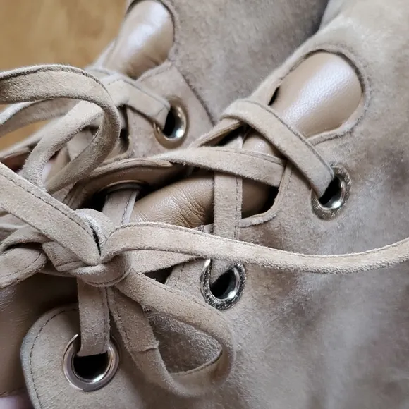 LK Bennett Mollie suede tan lace up half boots 39
