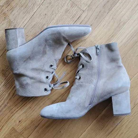 LK Bennett Mollie suede tan lace up half boots 39