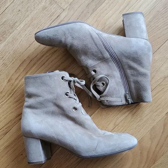 LK Bennett Mollie suede tan lace up half boots 39