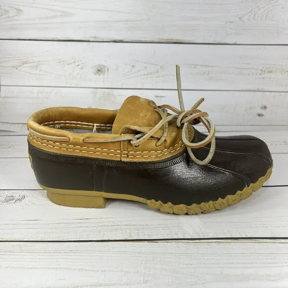 LL Bean Bean Boots Womens Size 6 M Duck Boots Rain Slip On Ankle Brown Leather