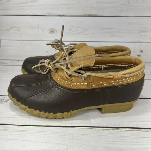 LL Bean Bean Boots Womens Size 6 M Duck Boots Rain Slip On Ankle Brown Leather