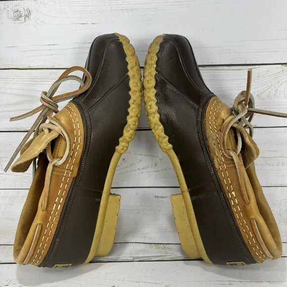LL Bean Bean Boots Womens Size 6 M Duck Boots Rain Slip On Ankle Brown Leather