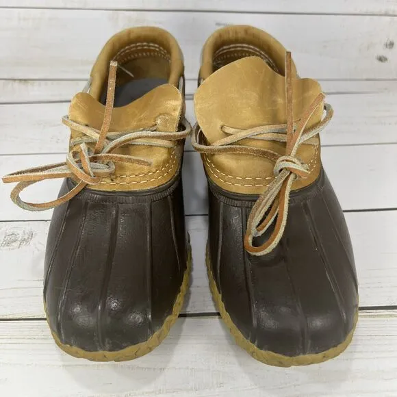 LL Bean Bean Boots Womens Size 6 M Duck Boots Rain Slip On Ankle Brown Leather