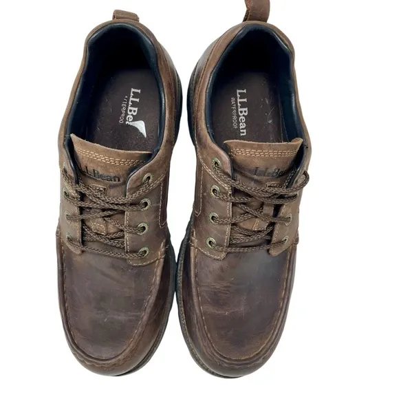 LL BEAN Brown East Point Shoes Rugged English Moc Sz 9.5 TEK Waterproof Travel