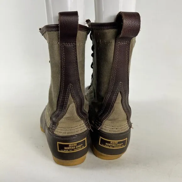 L.L Bean Maine Hunting Shoes Women's 8 Green Waterproof Leather Lace Up High Top