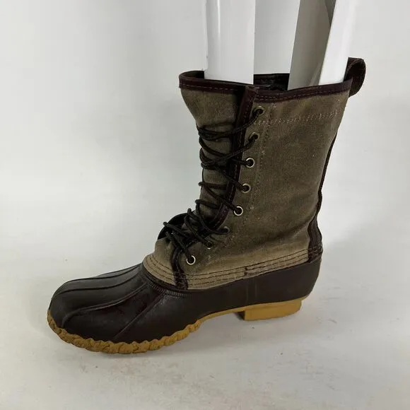 L.L Bean Maine Hunting Shoes Women's 8 Green Waterproof Leather Lace Up High Top