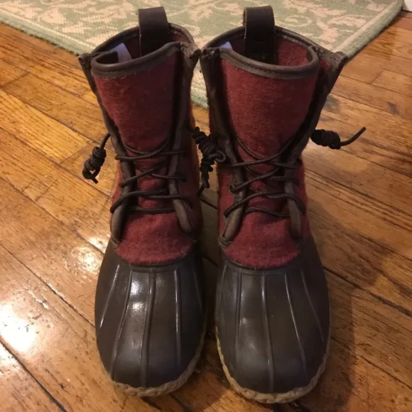 L.L. Bean RARE Red Felted Wool Duck Boots!