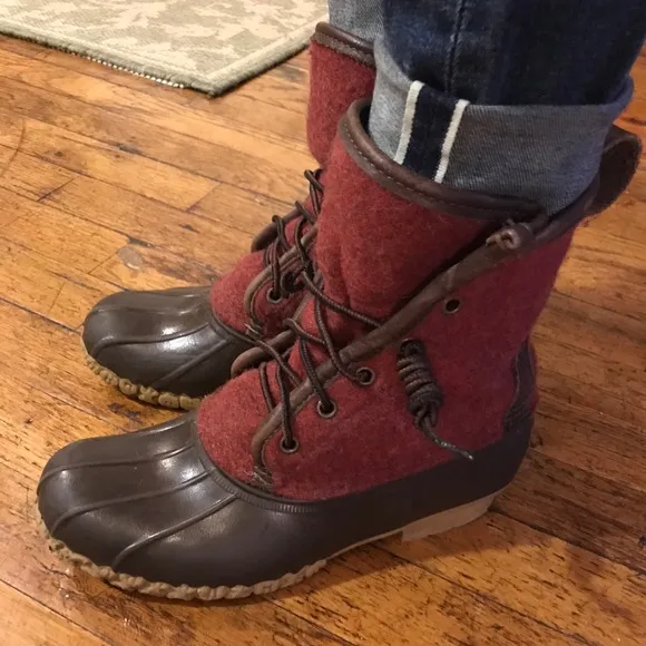 L.L. Bean RARE Red Felted Wool Duck Boots!