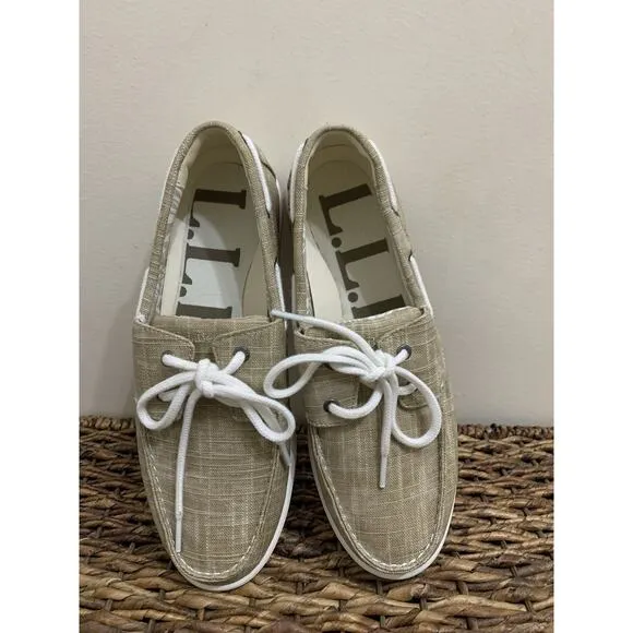 LL Bean Tan Boat Shoes size 10