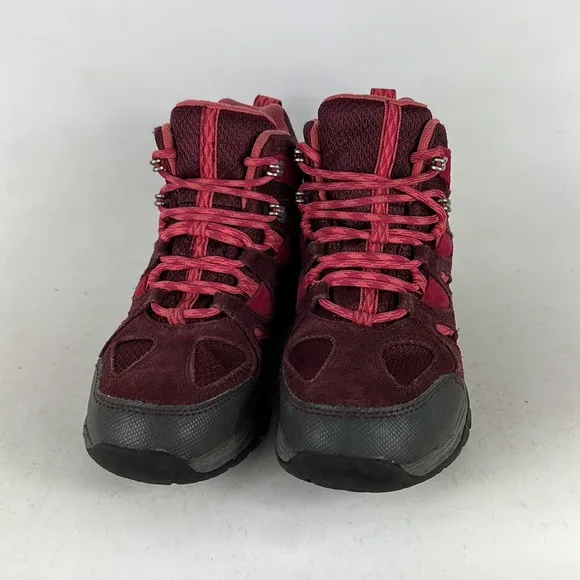 Llbean maroon grey pink waterproof tek 2.5 hiking boots youth girls size 4