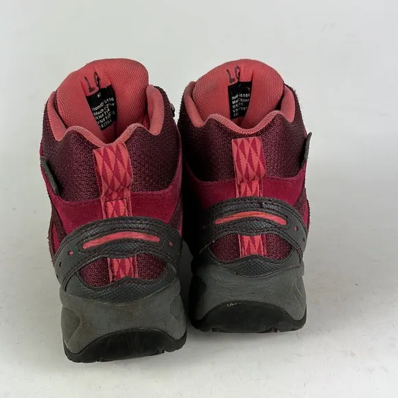 Llbean maroon grey pink waterproof tek 2.5 hiking boots youth girls size 4