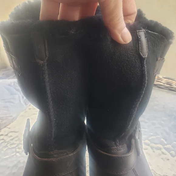 Lluxe De Leon Conquista Motorcycle boots black leather shearling lined 9