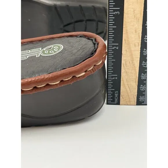 Lobo Solo Brown Stylish Leather Casual Comfort Clogs 2&quot; Heel Shoes Size 9 1/2