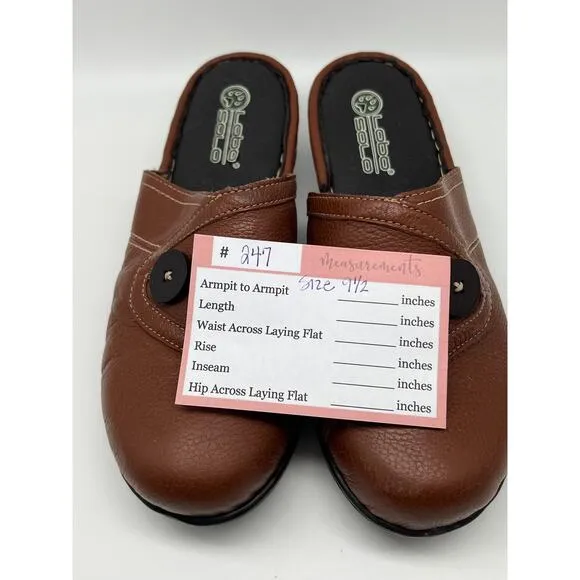 Lobo Solo Brown Stylish Leather Casual Comfort Clogs 2&quot; Heel Shoes Size 9 1/2