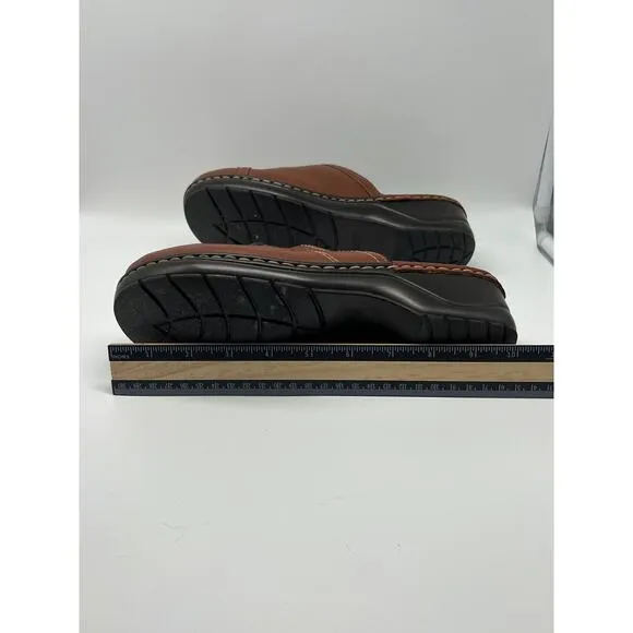 Lobo Solo Brown Stylish Leather Casual Comfort Clogs 2&quot; Heel Shoes Size 9 1/2