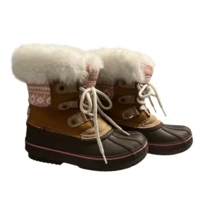 LONDON FOG  LIKE NEW Brown and White Fur-Lined Winter Boots