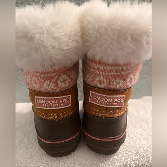 LONDON FOG  LIKE NEW Brown and White Fur-Lined Winter Boots