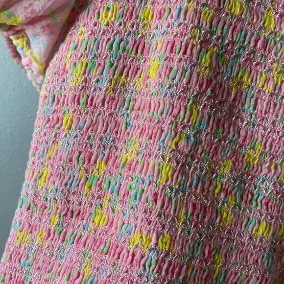 LOVESHACKFANCY Shabby Chic Puff Sleeve Mini Dress Floral Coquette Cottage NWOT M