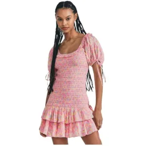 LOVESHACKFANCY Shabby Chic Puff Sleeve Mini Dress Floral Coquette Cottage NWOT M