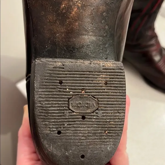 Lucchese Red and Brown Western Cowboy Boots with Decorative Stitching