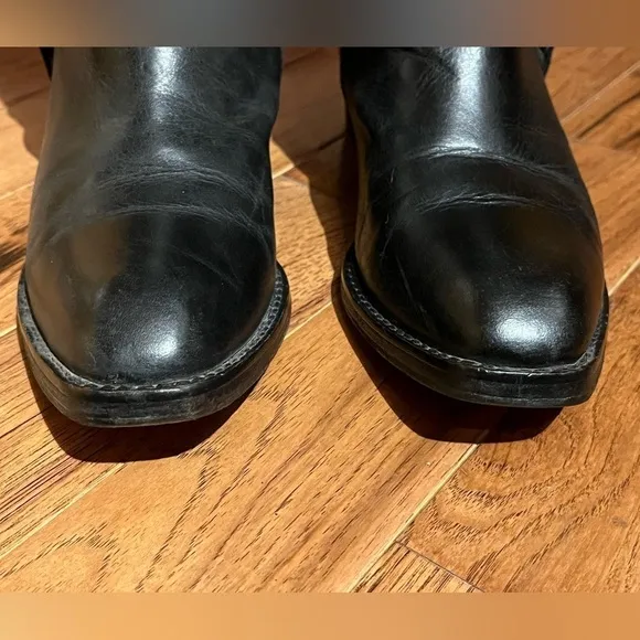 LUCCHESE SPIRIT WOMAN’S ALEXIS STUDDED BLACK LEATHER WESTERN RIDING BOOTS