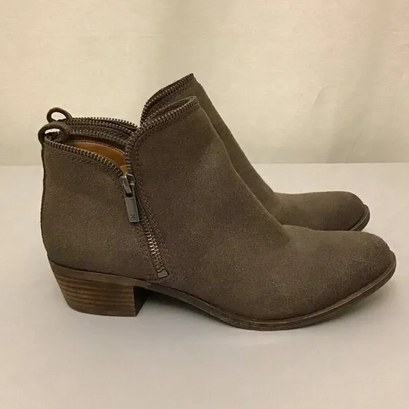 Lucky Brand 7.5 Bartalino Women’s Booties Suede Leather Ankle Boots Brown