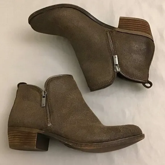 Lucky Brand 7.5 Bartalino Women’s Booties Suede Leather Ankle Boots Brown