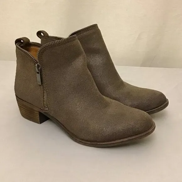 Lucky Brand 7.5 Bartalino Women’s Booties Suede Leather Ankle Boots Brown