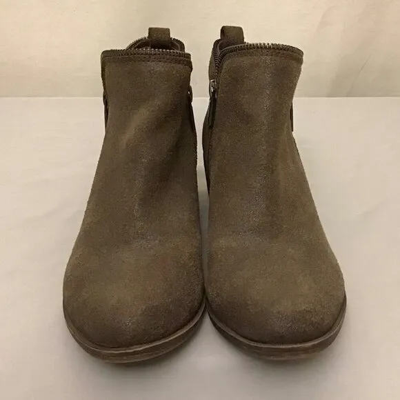Lucky Brand 7.5 Bartalino Women’s Booties Suede Leather Ankle Boots Brown