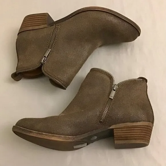 Lucky Brand 7.5 Bartalino Women’s Booties Suede Leather Ankle Boots Brown